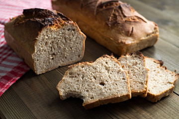 tasty bread baked at home, healthy homemade bread, bio ingredients