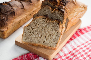 tasty bread baked at home, healthy homemade bread, bio ingredients