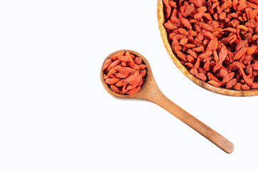 Dried goji berries - Lycium barbarum. White background