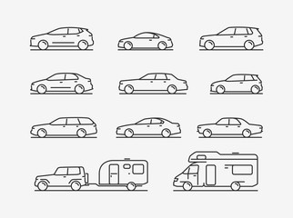 Icon set transportation. Car, transport symbol. Vector illustration