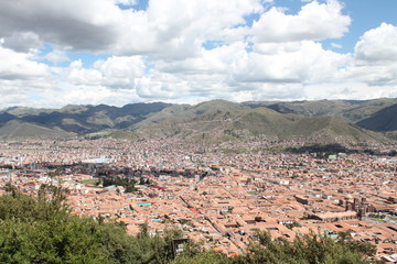 Fototapeta na wymiar aerial skyline of cusco