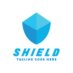 Obraz premium Flat Blue Shield Logo Design Inspiration For Business And Company