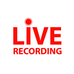 Live record streaming icon. Red button live web tv online broadcasting. Online stream template, Isolated on white background. Vector illustration for show performance, video, logo. Play media news tag