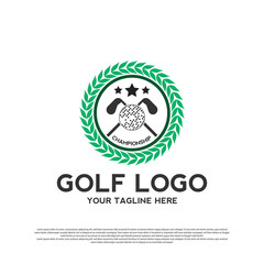 Luxurious golf logo design. golf championship sign or symbol. golf icon. vector element illustration