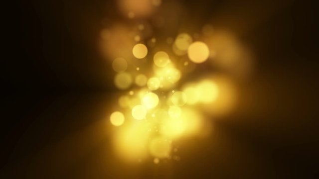 4k. 60fps. Bokeh sphere cloud. Merry Christmas template. Glowing particles. Xmas lights. Isolated on black. Gold color. 3840x2160