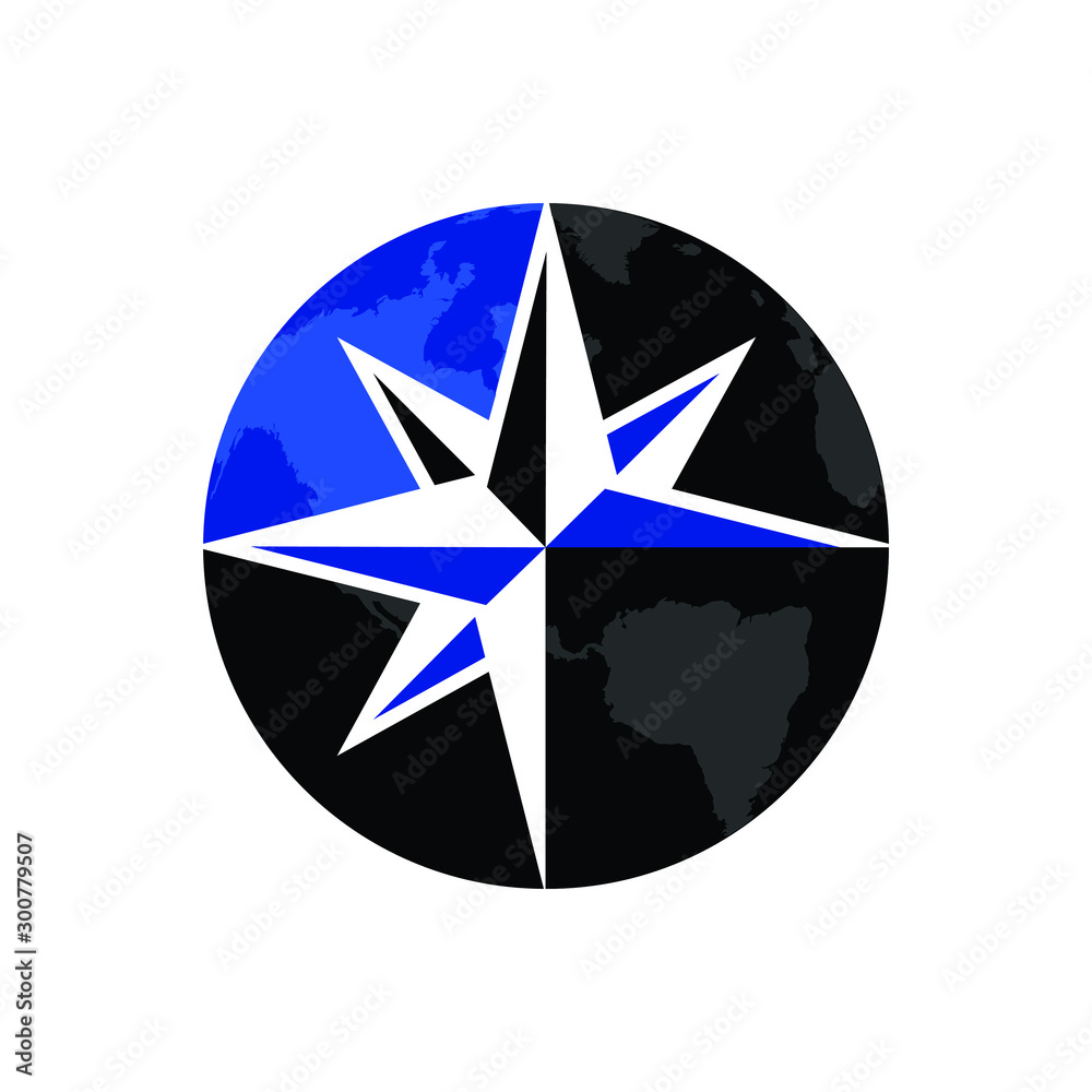 Wall mural compass star vector logo. illustration.
