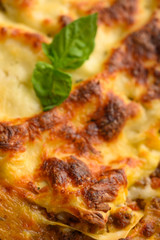 italian lasagna, close-up.texture.macro