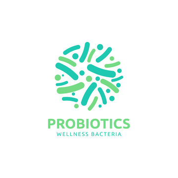 Logo design related to probiotics bacteria. Healthy nutrition ingredient for therapeutic
