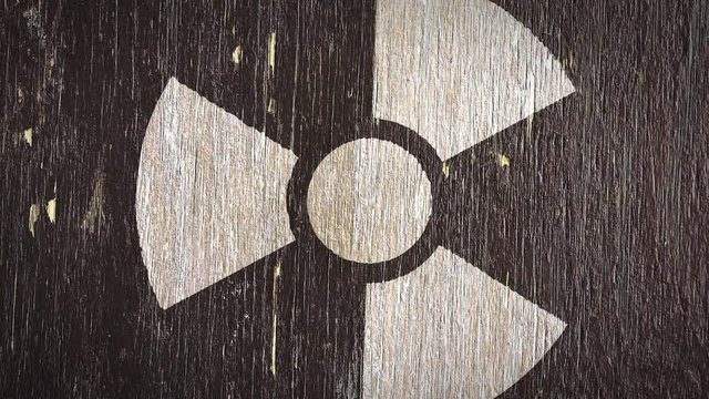 Radioactive / Radioactivity Warning  Symbol On Wodden Texture. Ideal For Your Radioactivity Related Projects. High Quality Seamless Animation. 4K, 60fps.