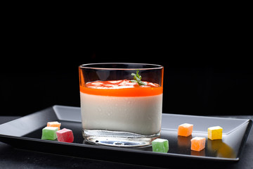 Panakota with pumpkin, on the background