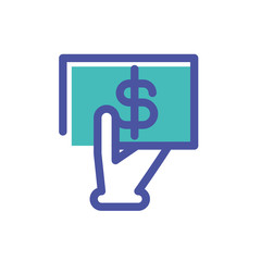 hand with money and symbol dollar on white background