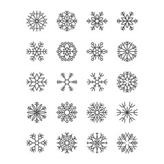 set of vector snowflakes for christmas background.