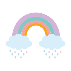 rainbow cloud rain drops cartoon