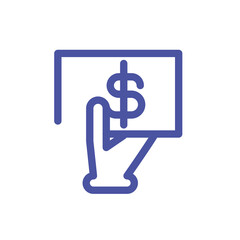 hand with money and symbol dollar on white background