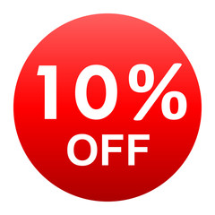 Sale - 10 percent off - red gradient tag isolated - vector