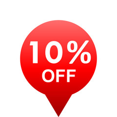 Sale - 10 percent off - red gradient tag isolated - vector