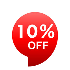 Sale - 10 percent off - red gradient tag isolated - vector