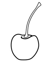 Cherry. Cherry berry with a stalk - vector linear drawing for coloring. Outline. Hand drawing.