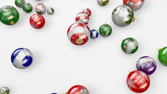 Christmas balls roll out into a corner