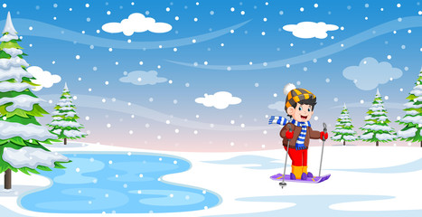 Obraz na płótnie Canvas Male skier in the winter holiday