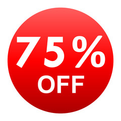 Sale - 75 percent off - red gradient tag isolated - vector
