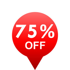 Sale - 75 percent off - red gradient tag isolated - vector