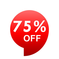 Sale - 75 percent off - red gradient tag isolated - vector