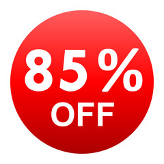 Sale - 85 percent off - red gradient tag isolated - vector