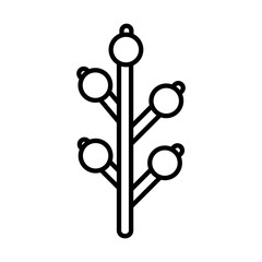 branch berries foliage autumn on white background thick line