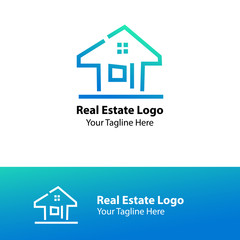 Modern Logo Design. House Logo Design. Real Estate Logo With Blue Color  Gradation