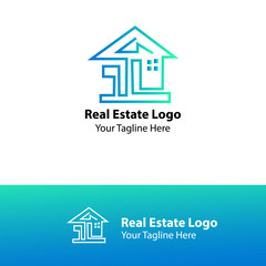 Modern Logo Design. House Logo Design. Real Estate Logo With Blue Color  Gradation