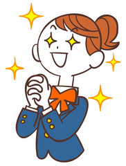 希望を持つ青い制服の女子学生