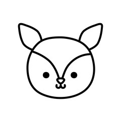 cute little deer head animal cartoon thick line