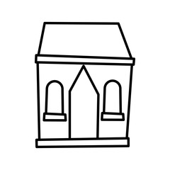 cottage home village architecture cartoon icon thick line