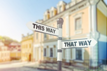 Fototapeta premium Road sign with sky background and copy space for your message