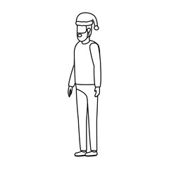 bearded man with christmas hat character