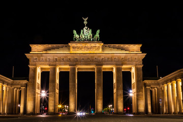 The majestic Brandenburg Gate in Berlin at night