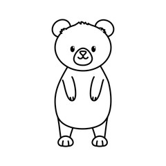 bear standing animal on white background thick line