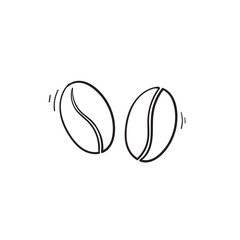 coffee beans icon with hand drawn line art doodle illustration style