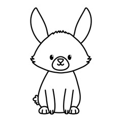 bunny sitting on white background thick line