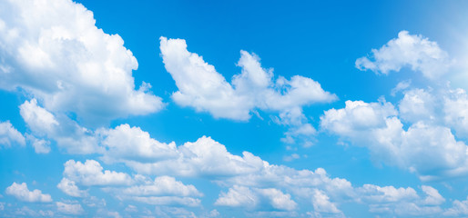 Fototapeta na wymiar Beautiful blue sky with white clouds and sun