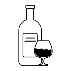 wine bottle and cup drink isolated icon
