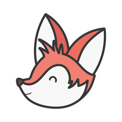 cute fox head cartoon on white background