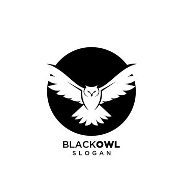 owl black logo silhouette icon design vector