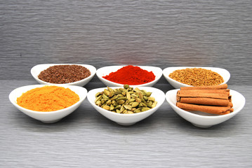 Healthy Spices Flax Seed, Chili Powder,  Fenugreek, Turmeric, Cardamom, and Cinnamon