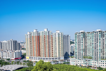 Intensive residential building construction in Humen Town, Dongguan City, Guangdong Province, China