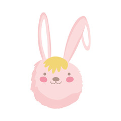 pink rabbit head adorable toy icon