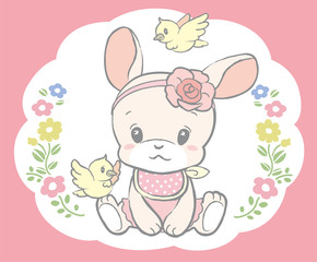 Obraz na płótnie Canvas Cute baby rabbit. Vector illustration for Baby shower card or other use.