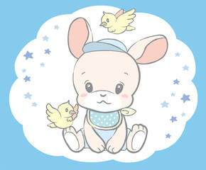 Cute baby rabbit. Vector illustration for Baby shower card or other use.