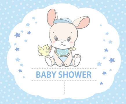 Cute baby rabbit. Vector illustration for Baby shower card or other use.